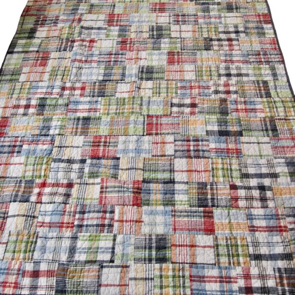 Pottery Barn Bedding Pottery Barn Madras Plaid Patchwork Twin Quilt